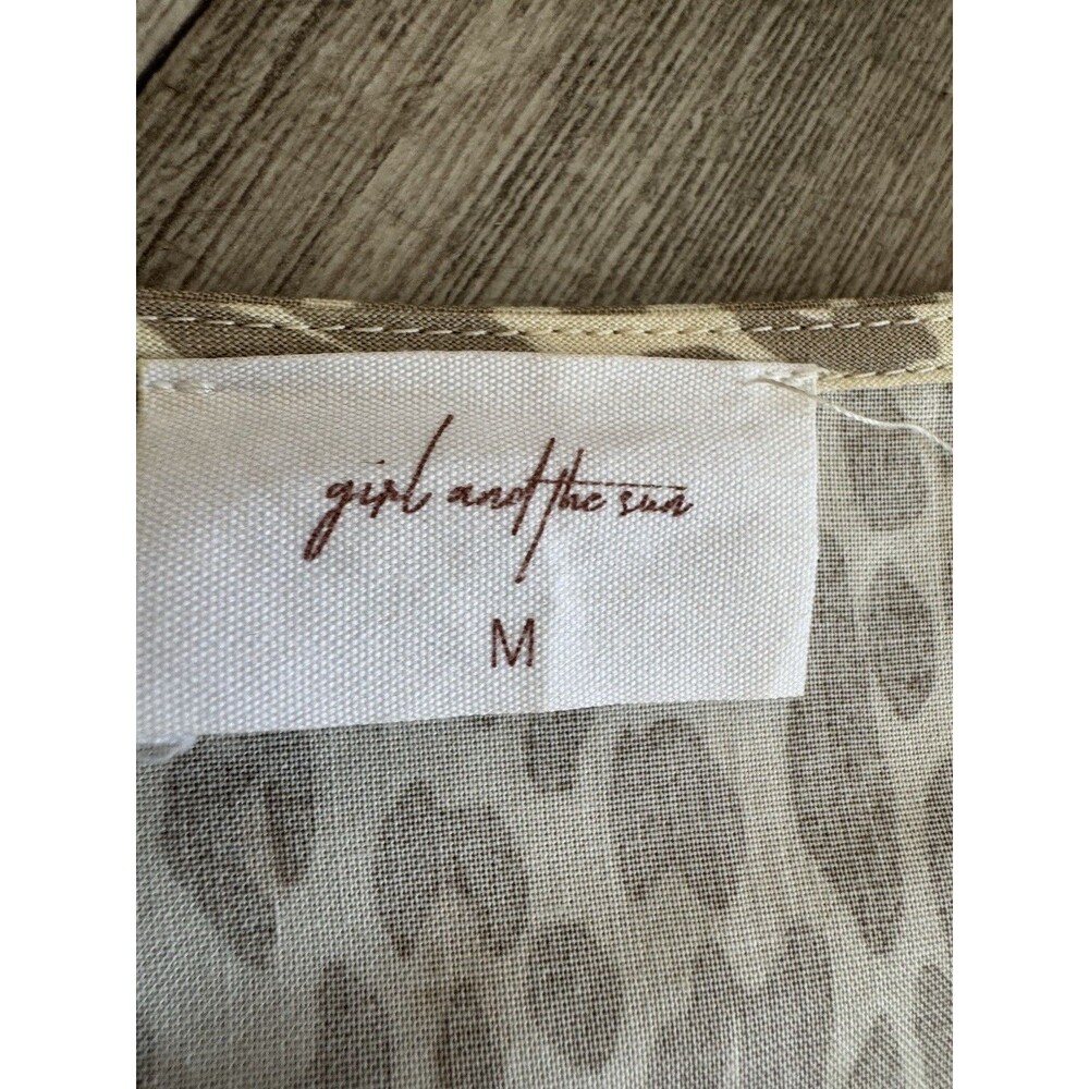 Girl and The Sun Verity Maxi Dress Deep VNeck Cream Muted Leopard Euro Trip Sz M - Picture 3 of 16